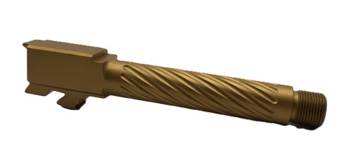 Fits Glock 17 9mm Match Thin Spiral Fluted Threaded Barrel  in Gold