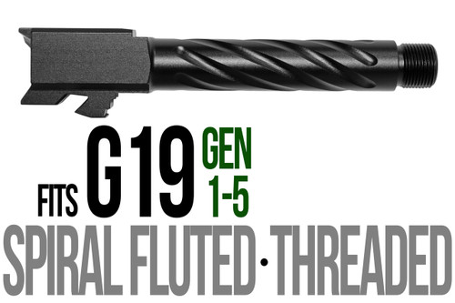 Fits Glock 19 9mm Match 5 Sided Flat Fluted Barrel Threaded in Chameleon