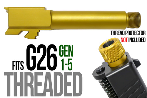 Fits Glock 19 9mm Match Golf Ball Dimpled Barrel Threaded in Gold