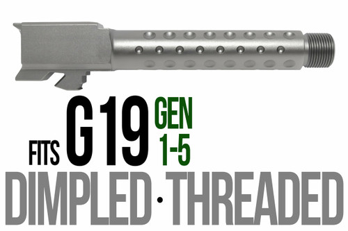 Fits Glock 19 9mm Match Grade Barrel Golf Ball Dimpled in Flat Gray