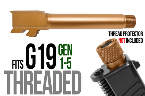 Fits Glock 19  9mm Match Grade Barrel threaded in Flat Gray