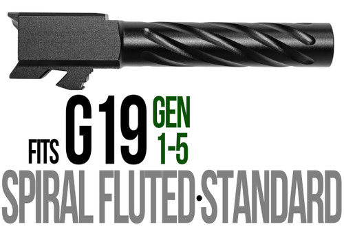 Fits Glock 19 9mm Match Thick Spiral Fluted Barrel in Gold