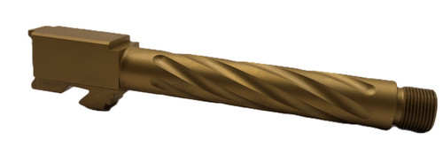 Fits Glock 19 9mm Match Thin Spiral Fluted Barrel in Gold