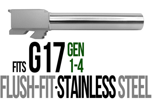 Fits Glock 26 9mm Flush Fit Barrel in Naked Stainless Steel