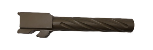 Fits Glock 17 9mm Match Thick Spiral Fluted Barrel Threaded in Dark Earth - Polymer80 Shop