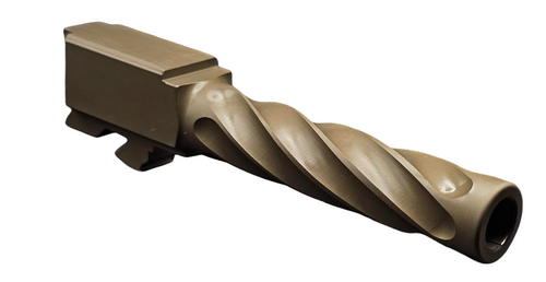 Fits Glock 19 9mm Match Chunky Spiral Fluted Barrel Threaded in Dark Earth - Polymer80 Shop