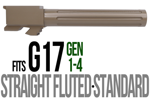 Fits Glock 17 9mm Match Straight Fluted Barrel Threaded in Dark Earth - Polymer80 Shop