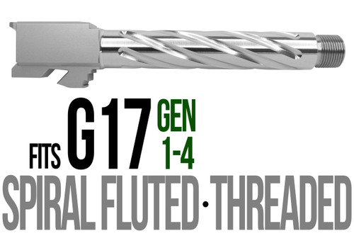 Fits Glock 19 9mm Match Thick Spiral Fluted Barrel Threaded Naked Stainless Steel - Polymer80 Shop