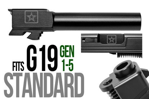 U.S Army Logo Star Combat Armory barrel Fits Glock 19 9mm Flush Fit Barrel - Polymer80 Shop