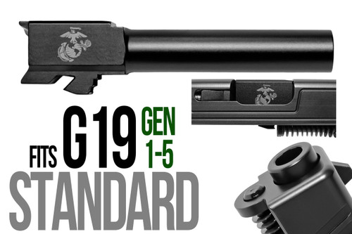 Marines Logo Combat Armory barrel Fits Glock 19 9mm Flush Fit Barrel - Polymer80 Shop