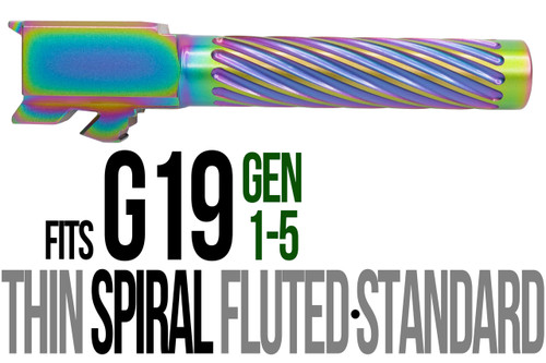 Fits Glock 19 9mm Match Thin Spiral Fluted Barrel Threaded in Radio Active - Polymer80 Shop