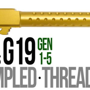 Fits Glock 19 9mm Match 5 Sided Flat Fluted Barrel Threaded in Gold - Polymer80 Shop