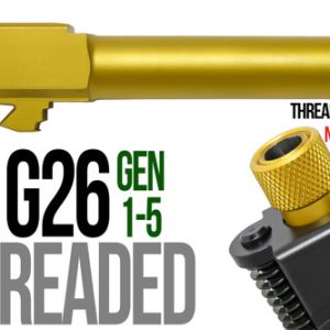 Fits Glock 19 9mm Match Golf Ball Dimpled Barrel Threaded in Gold - Polymer80 Shop