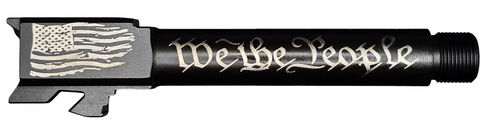 In God We Trust - Guns Are Just Backup Logo Combat Armory barrel Fits Glock 19 9mm Match Grade Barrel - Polymer80 Shop